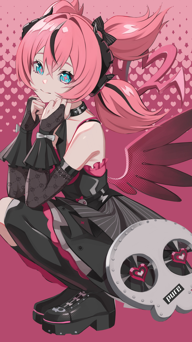 This is a pixiv picture whose title is 🩷🖤🪽.