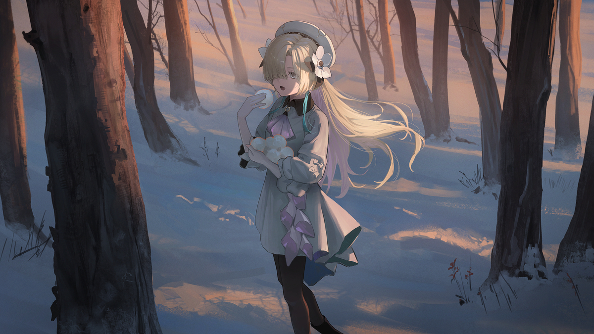This is a pixiv picture whose title is 雪食む.