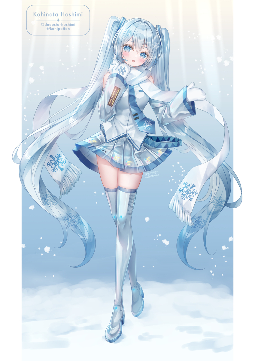 This is a pixiv picture whose title is ふんわり雪ミク❄️.