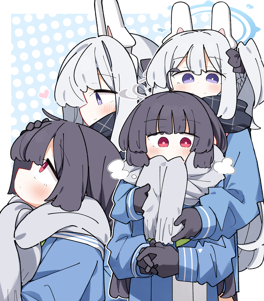 This is a pixiv picture whose title is うさぎの暖の取り方.