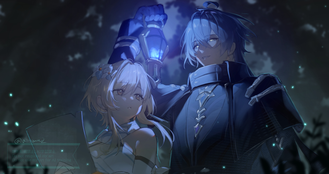 This is a pixiv picture whose title is 「おひとりですか？護衛しますよ」.