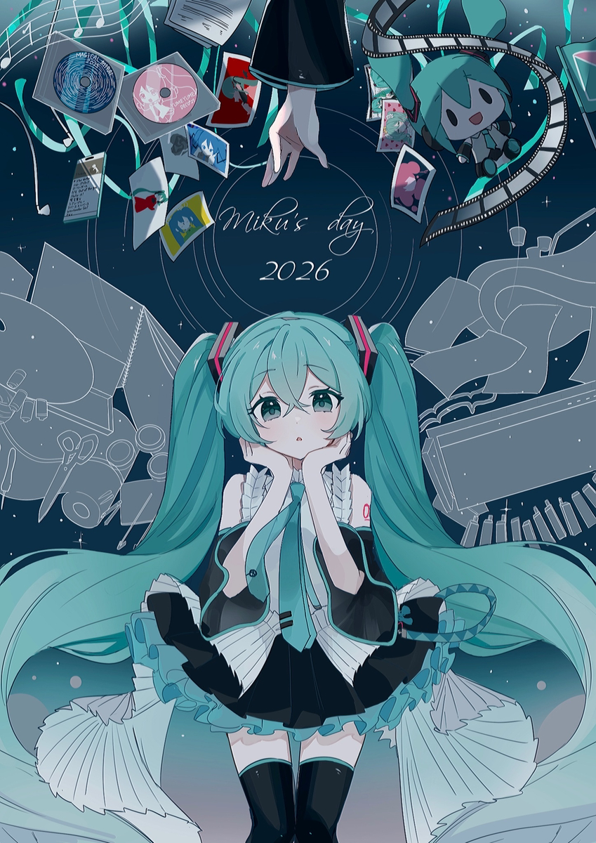 This is a pixiv picture whose title is ミクの日2026.