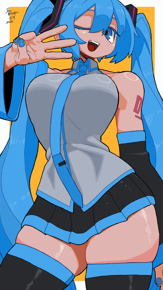 This is a pixiv picture whose title is ミクの日2026.