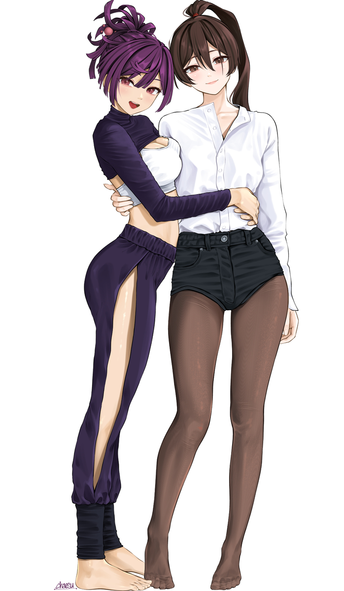 This is a pixiv picture whose title is modern yuzuriha & sagiri.