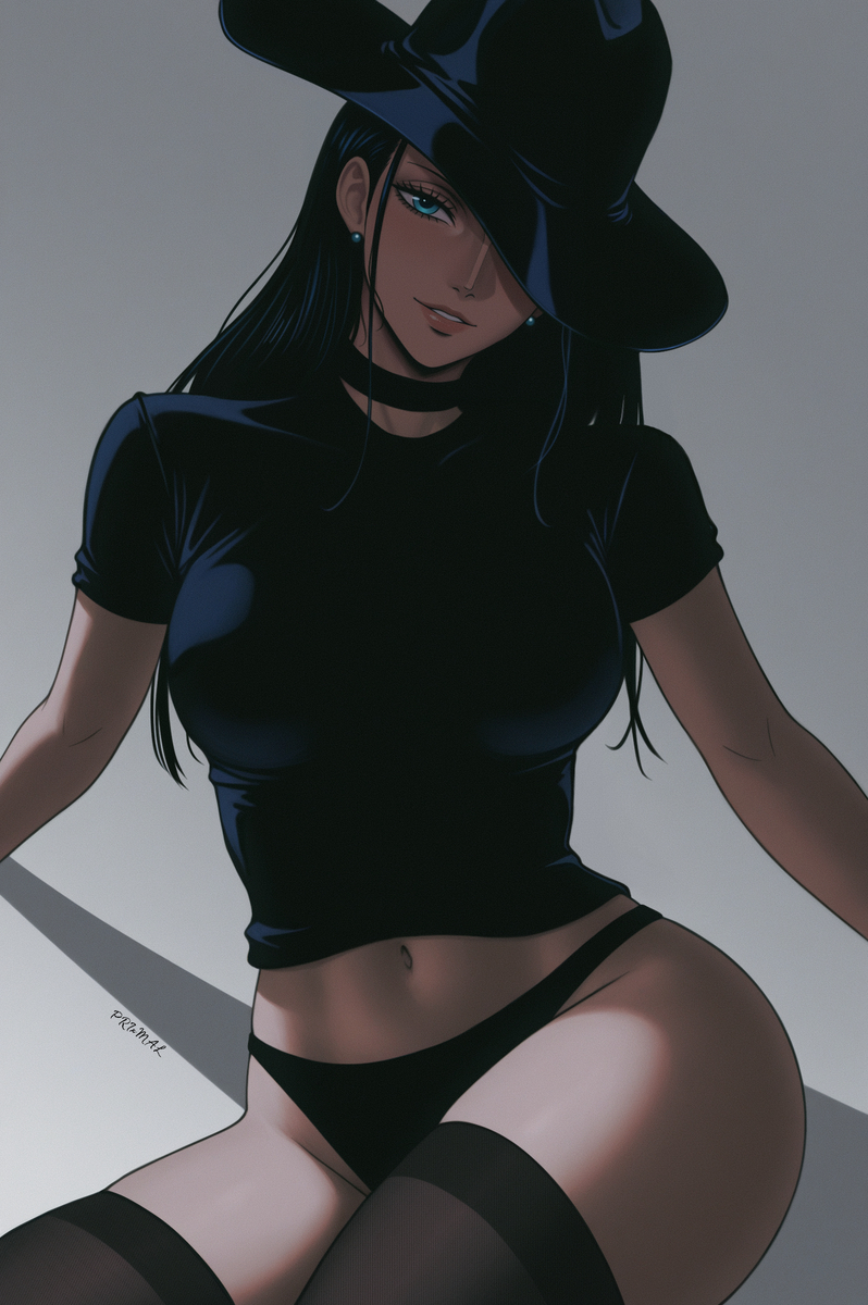 This is a pixiv picture whose title is Nico Robin as Megan Fox.