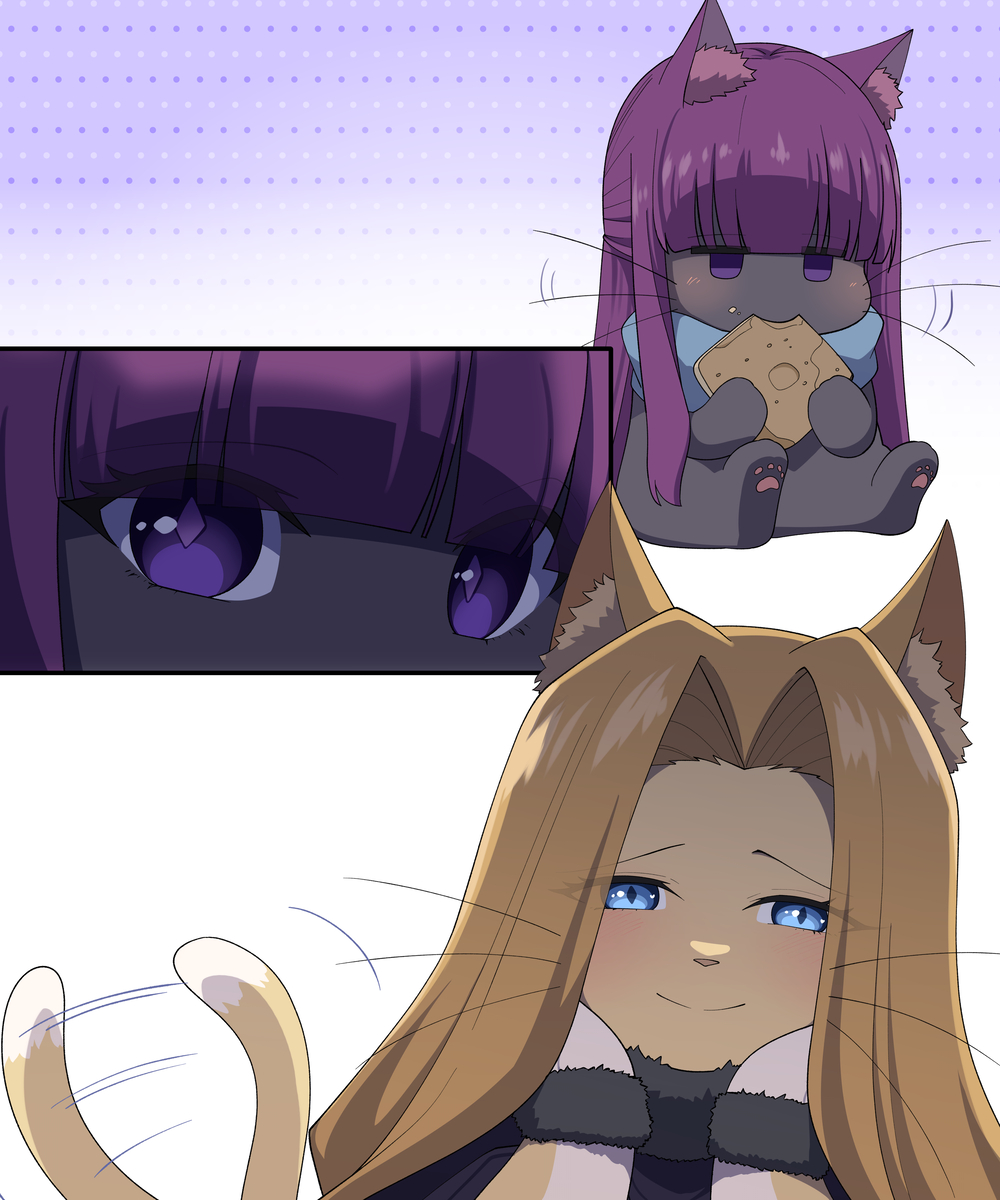 This is a pixiv picture whose title is 🐱🍞 🐱💓.