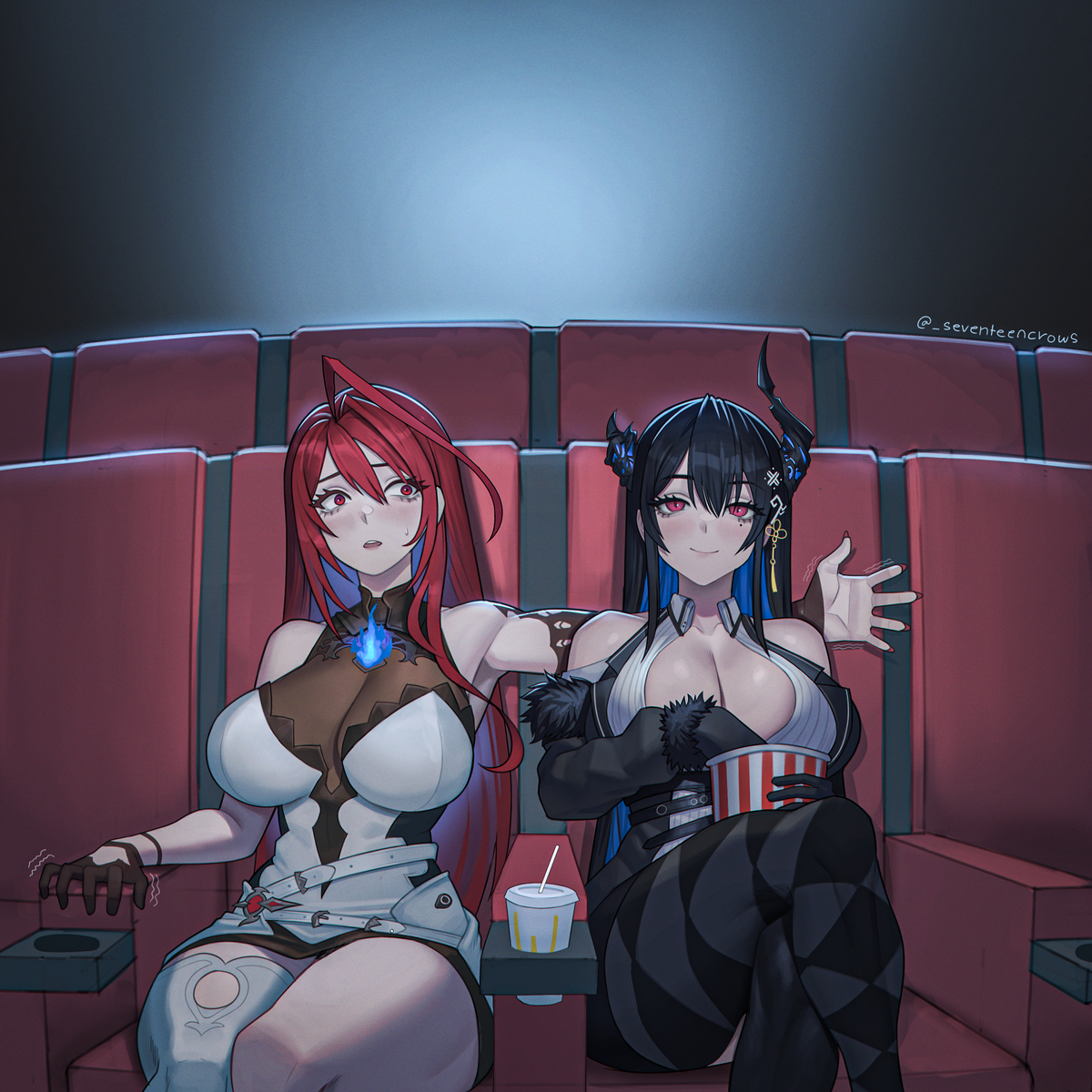This is a pixiv picture whose title is Movie Night 💄🎼.