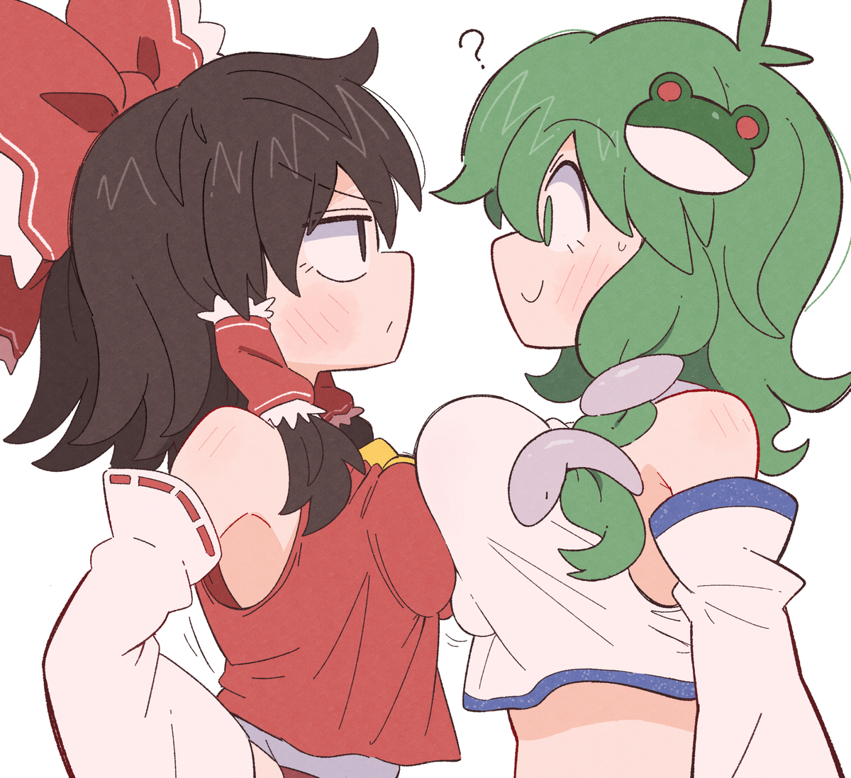 This is a pixiv picture whose title is 霊夢&早苗.