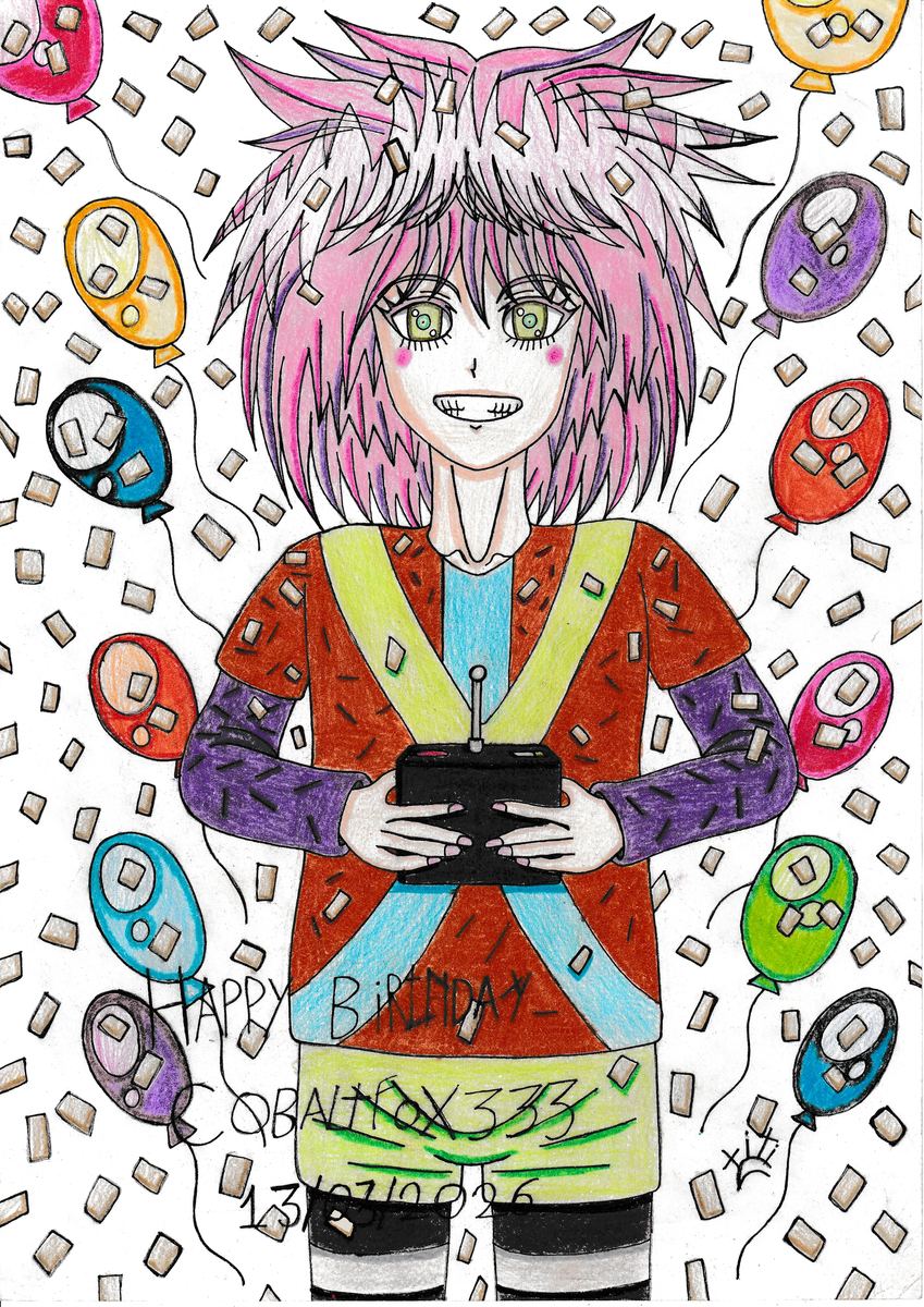 This is a pixiv picture whose title is CobaltFox333さん、お誕生日おめでとうございます🥳🎂🍾.