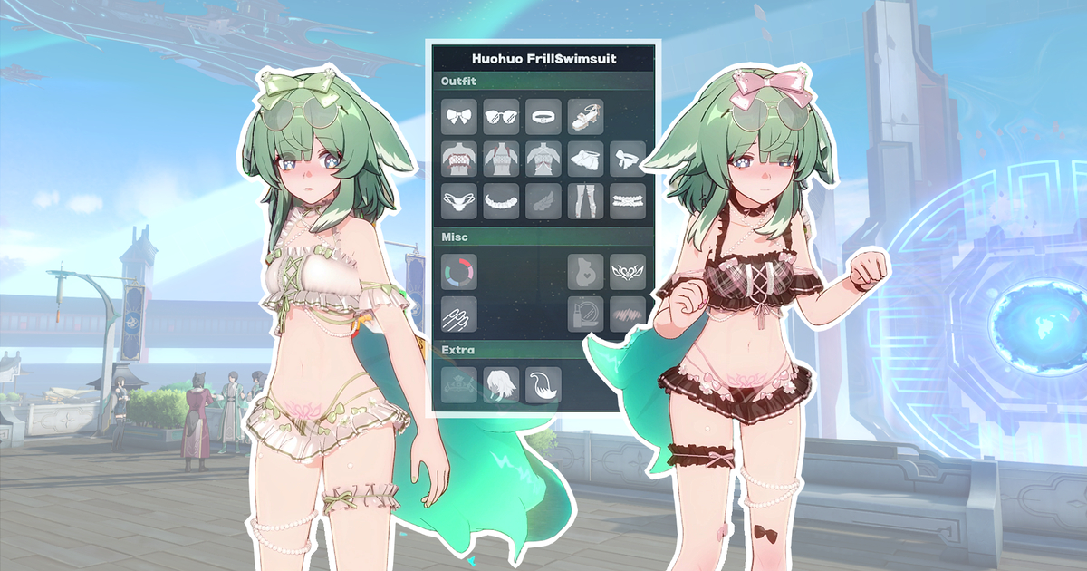 This is a pixiv picture whose title is フォフォ MOD - フリル水着/FrillSwimsuit.