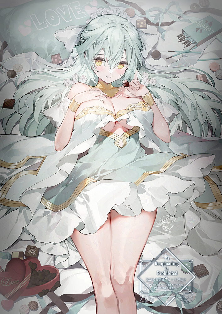 This is a pixiv picture whose title is bloom bedroom🤍💚.