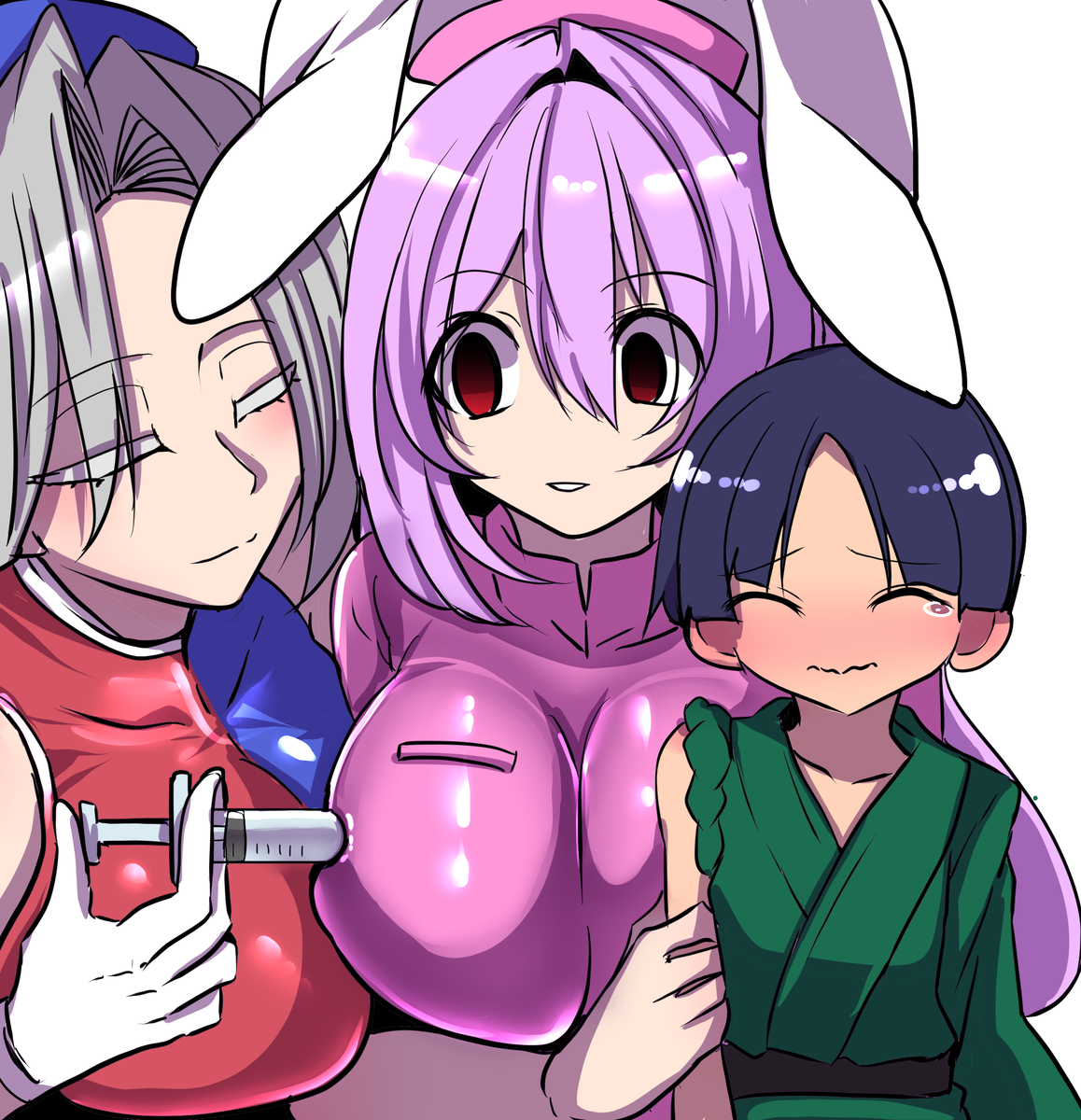 This is a pixiv picture whose title is 注射を全然痛くしないと噂の永琳先生.