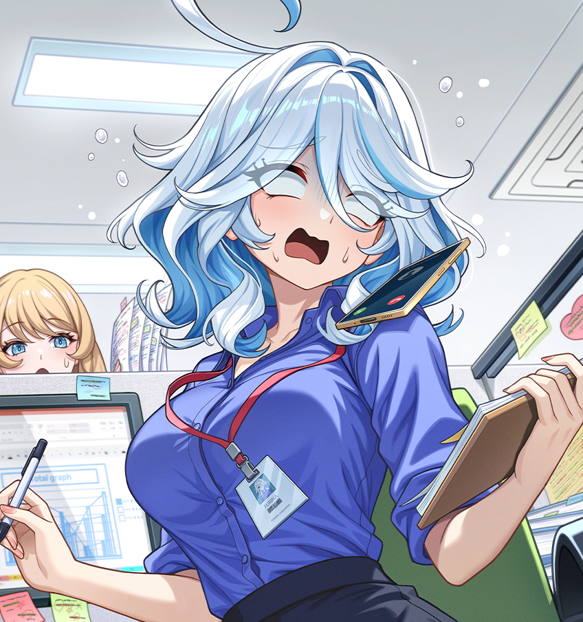 This is a pixiv picture whose title is OLフリーナシリーズ。 2_AM 011:25 忙しい会社の営業.