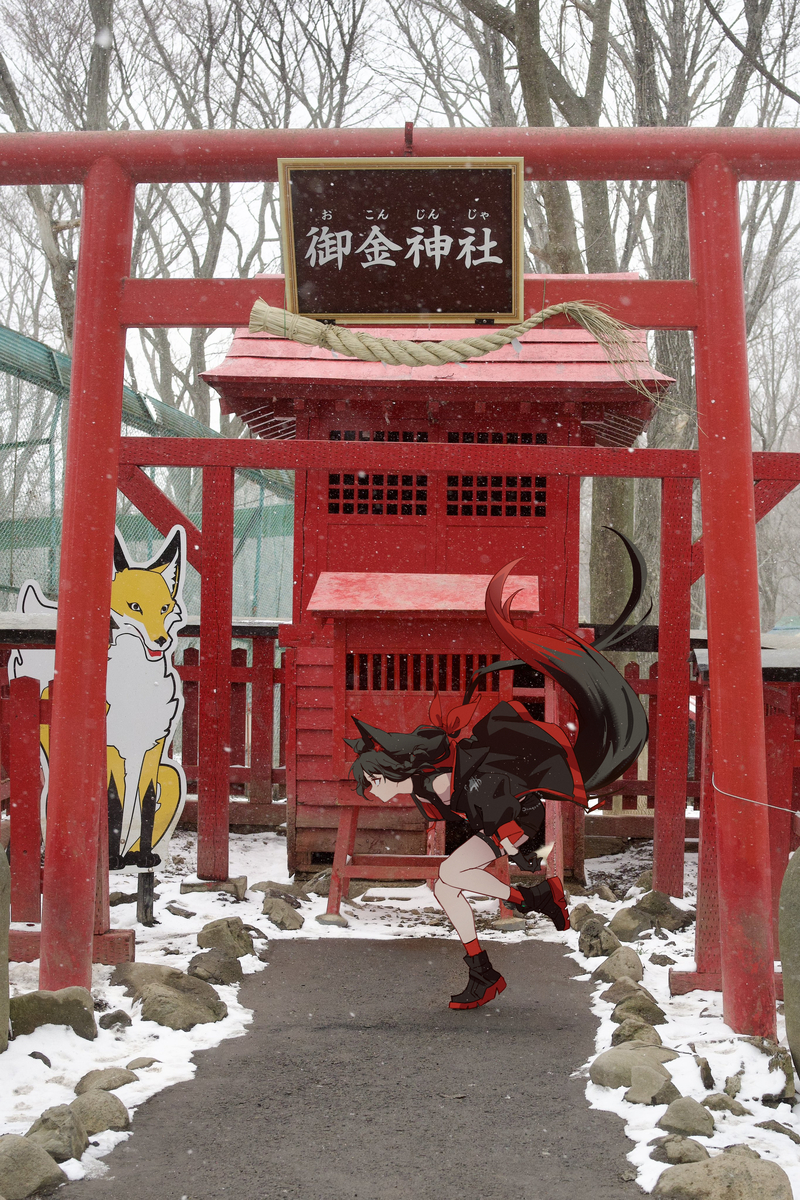 This is a pixiv picture whose title is 稲荷神社.
