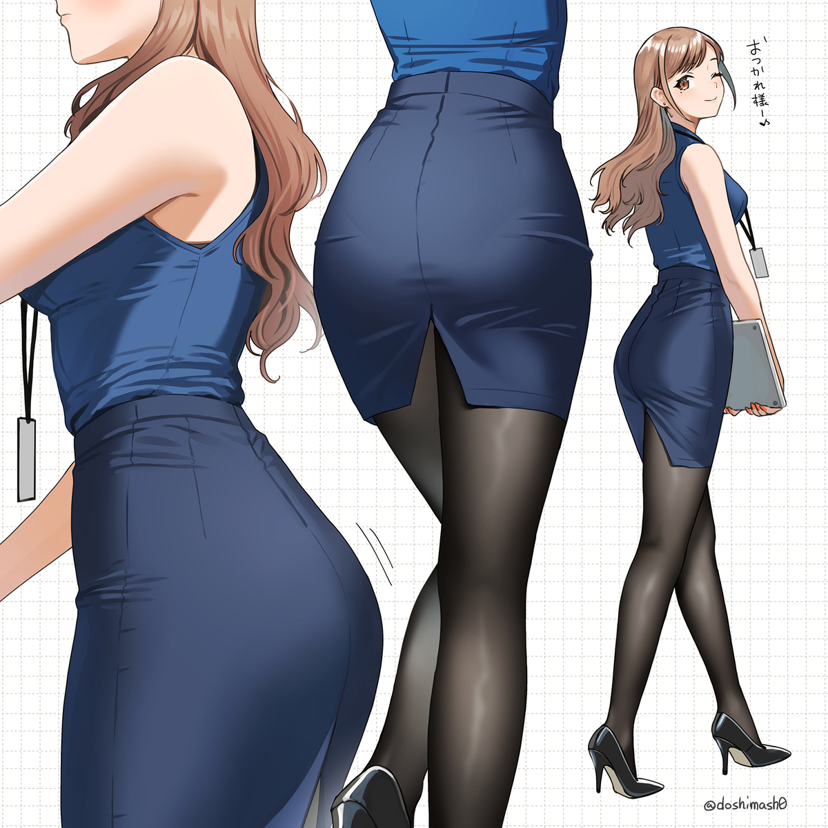 This is a pixiv picture whose title is 赤織先輩のタイトスカート.