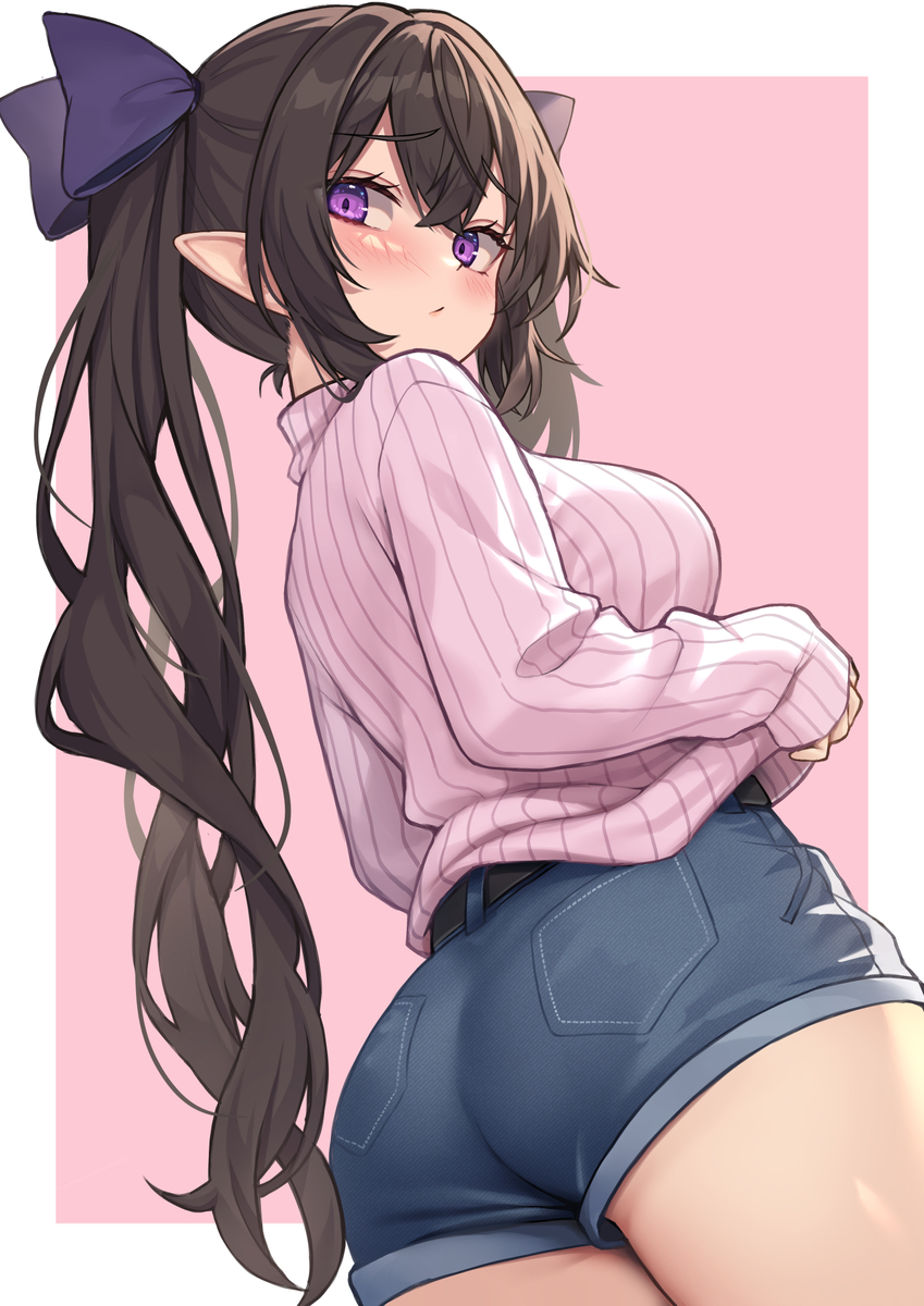 This is a pixiv picture whose title is デニムホットパンツはたてちゃん.