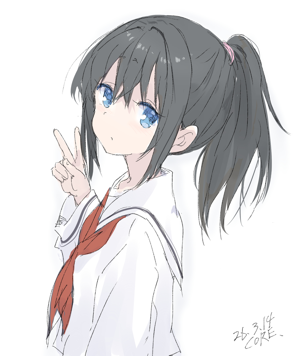 This is a pixiv picture whose title is 制服rkgkポニテ少女.