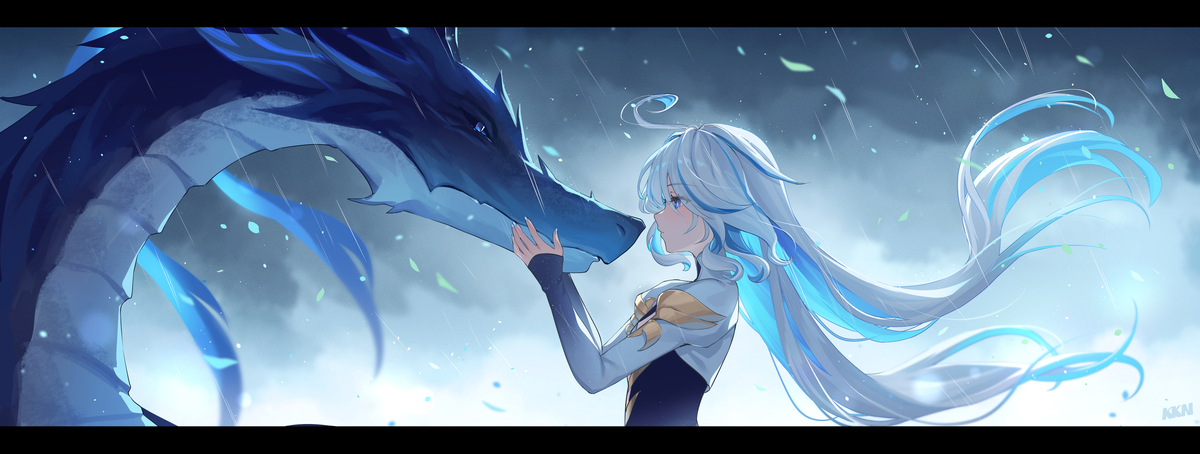 This is a pixiv picture whose title is 女神と龍🫧.