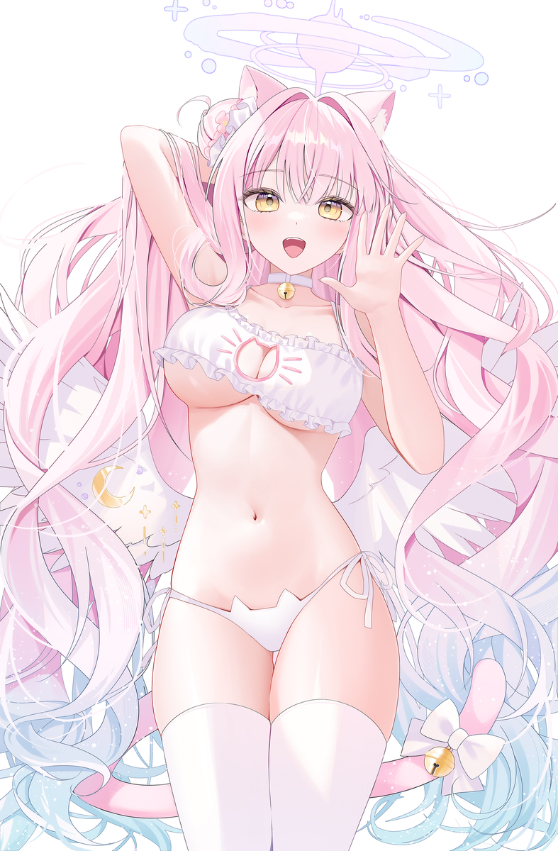 This is a pixiv picture whose title is 🐱🪽🩷.