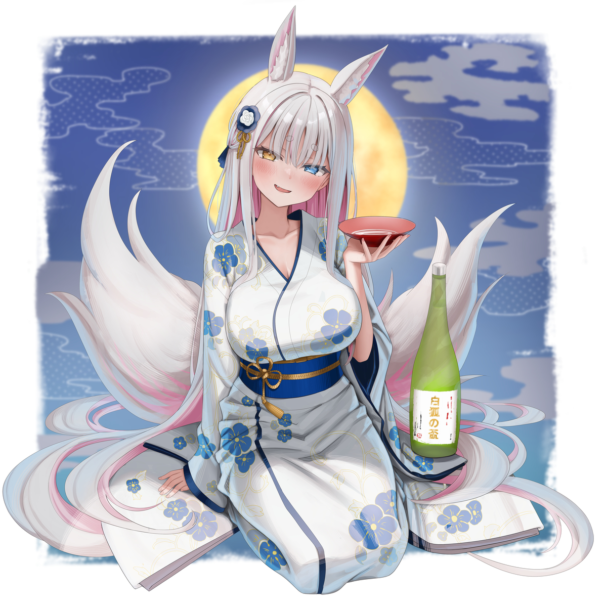 This is a pixiv picture whose title is 日本酒ラベル.