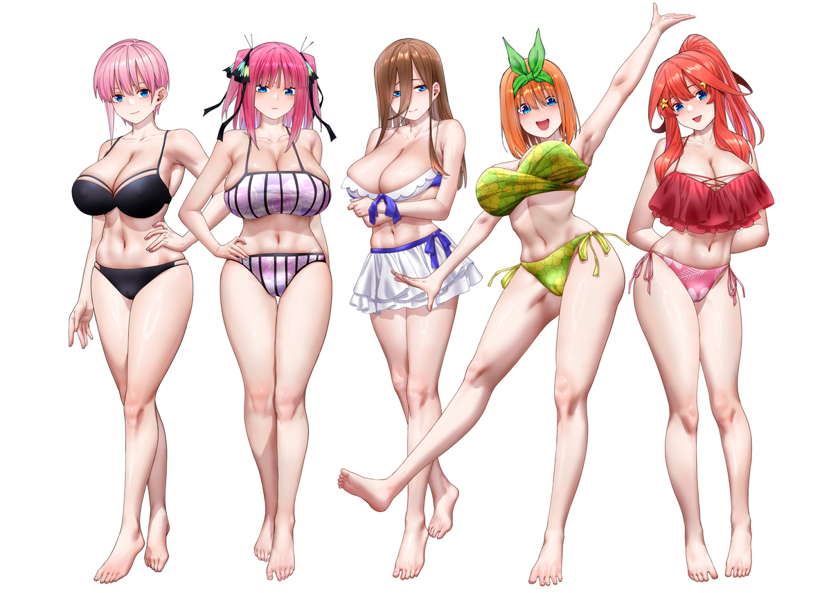 This is a pixiv picture whose title is 水着全員.