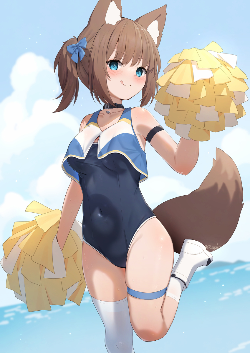 This is a pixiv picture whose title is 応援きつねちゃん.