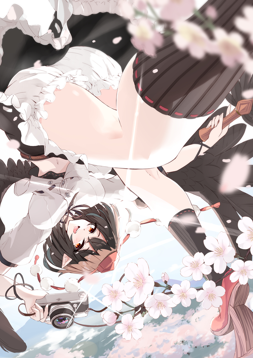 This is a pixiv picture whose title is 天狗が降りてくる.