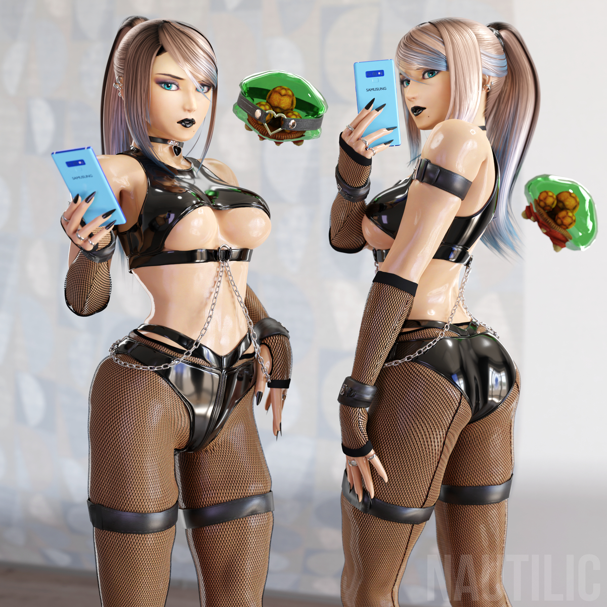 This is a pixiv picture whose title is Goth Samus Selfie.