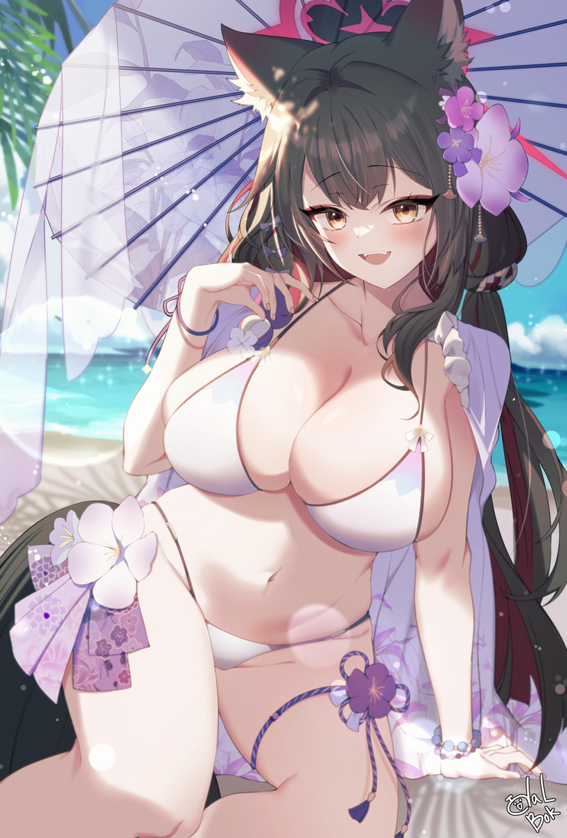 This is a pixiv picture whose title is 水着ワカモ💜.