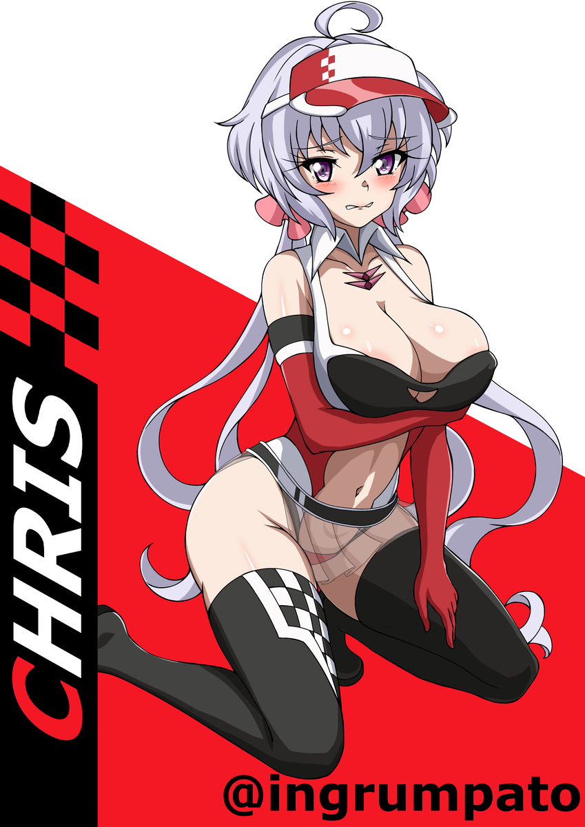 This is a pixiv picture whose title is 『レースクイーンクリスちゃん！』.