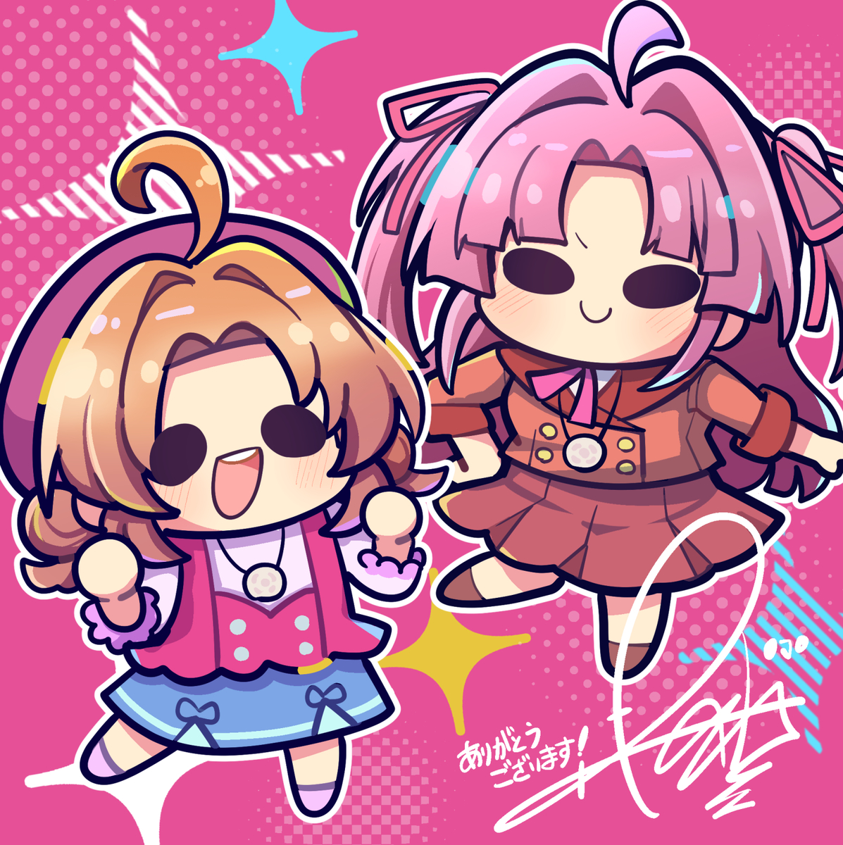 This is a pixiv picture whose title is Skebリクエスト「明智あんな＆小林みくる」.