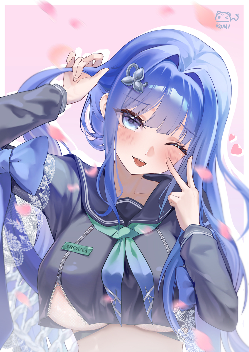 This is a pixiv picture whose title is アルカナ、綺麗な制服を着て！💙🩵☪️.