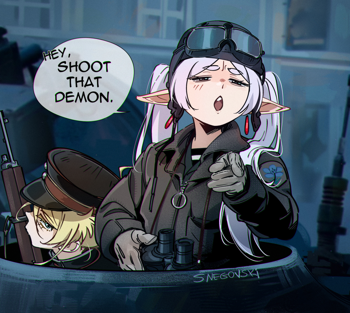 This is a pixiv picture whose title is Frieren x Fury.