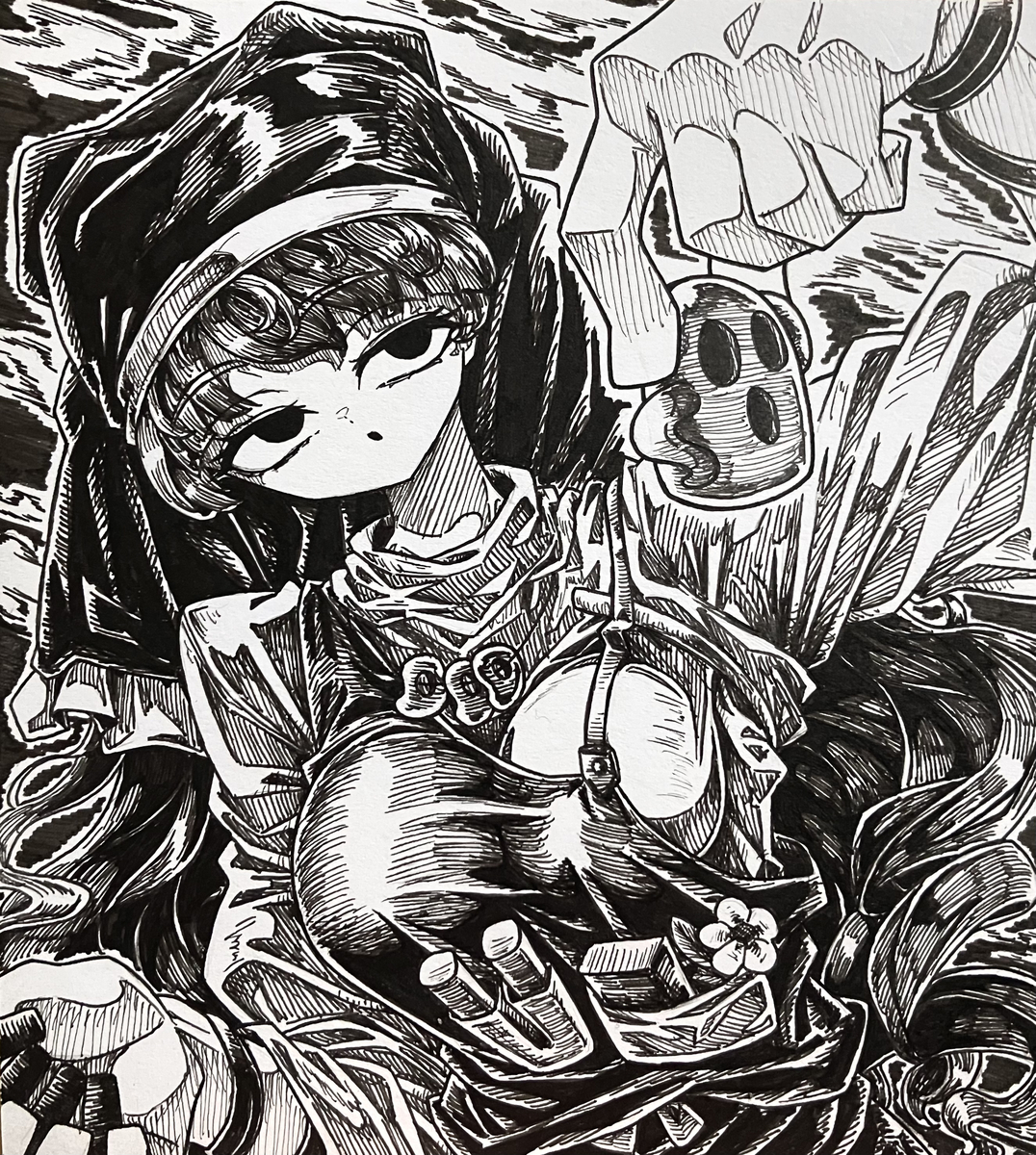 This is a pixiv picture whose title is 色紙と落描き.