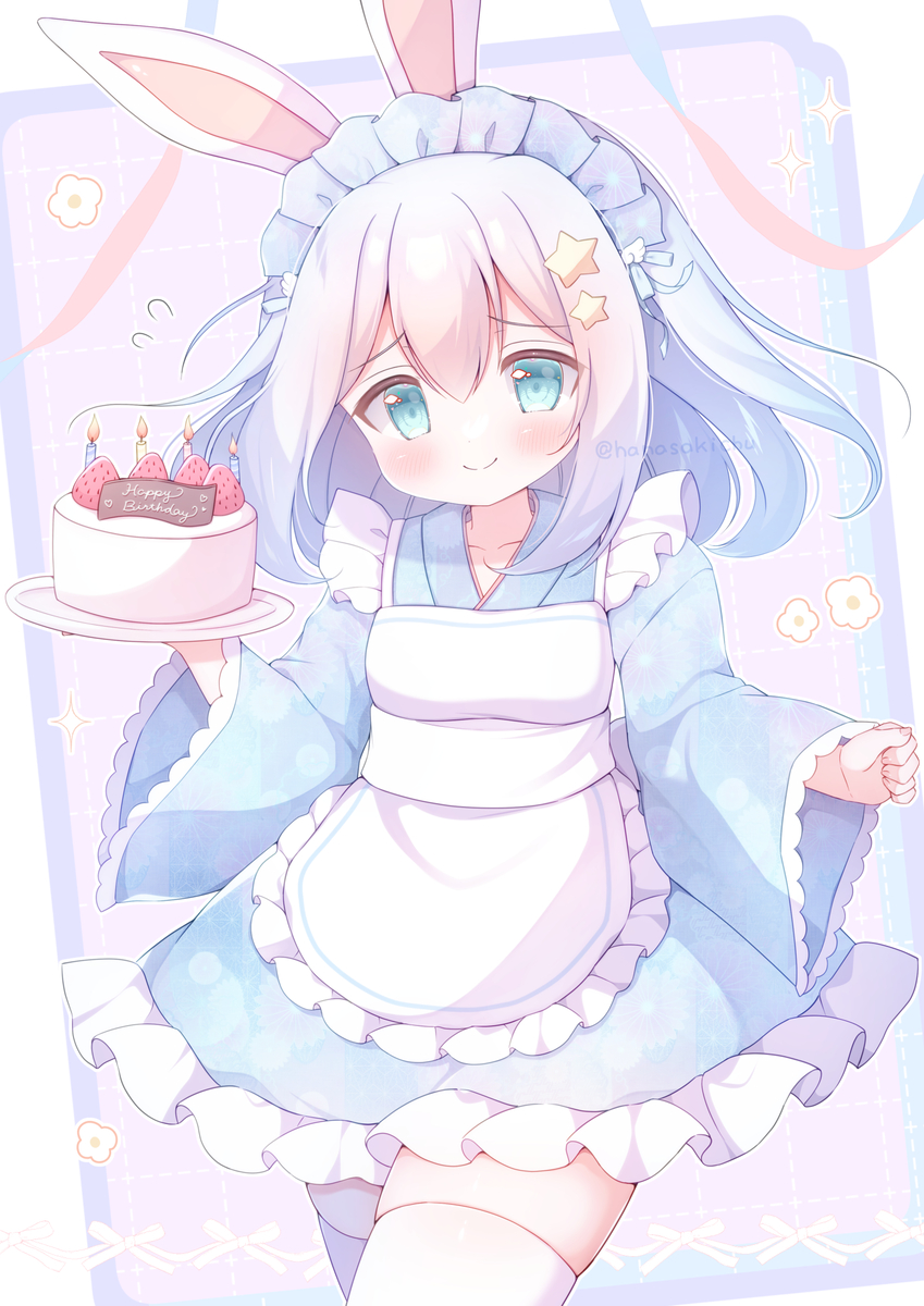 This is a pixiv picture whose title is 🎂🐰.