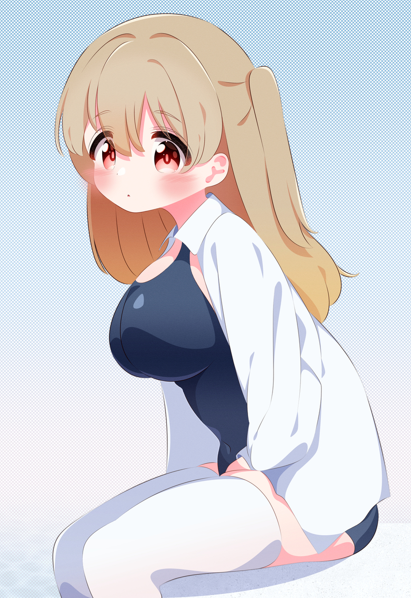This is a pixiv picture whose title is 春はスク水.