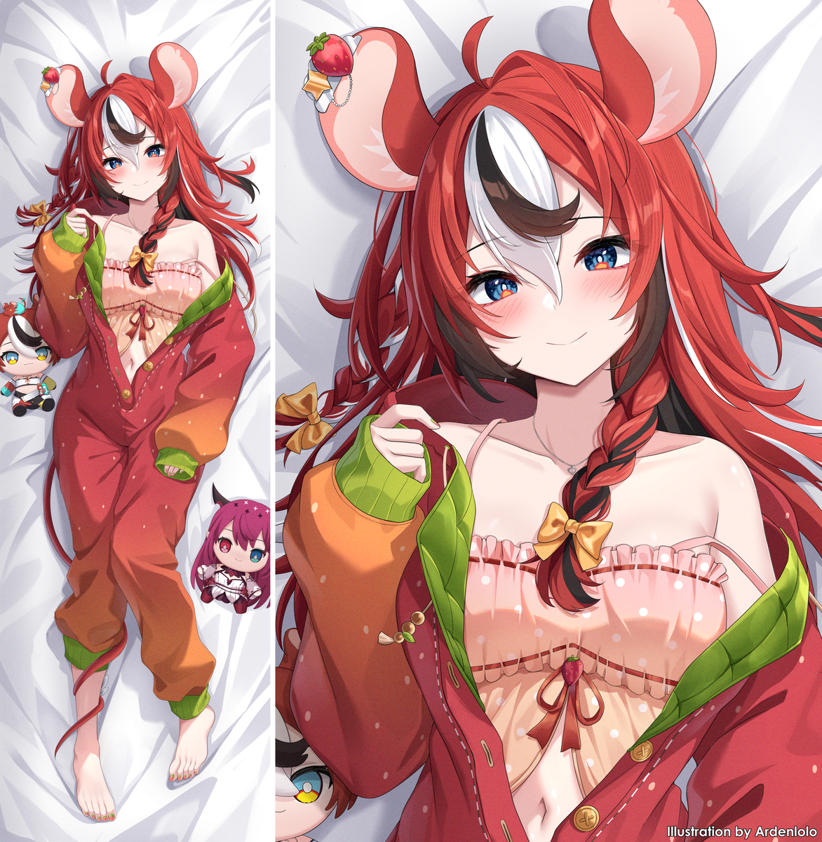 This is a pixiv picture whose title is いちごの着ぐるみベー抱き枕.