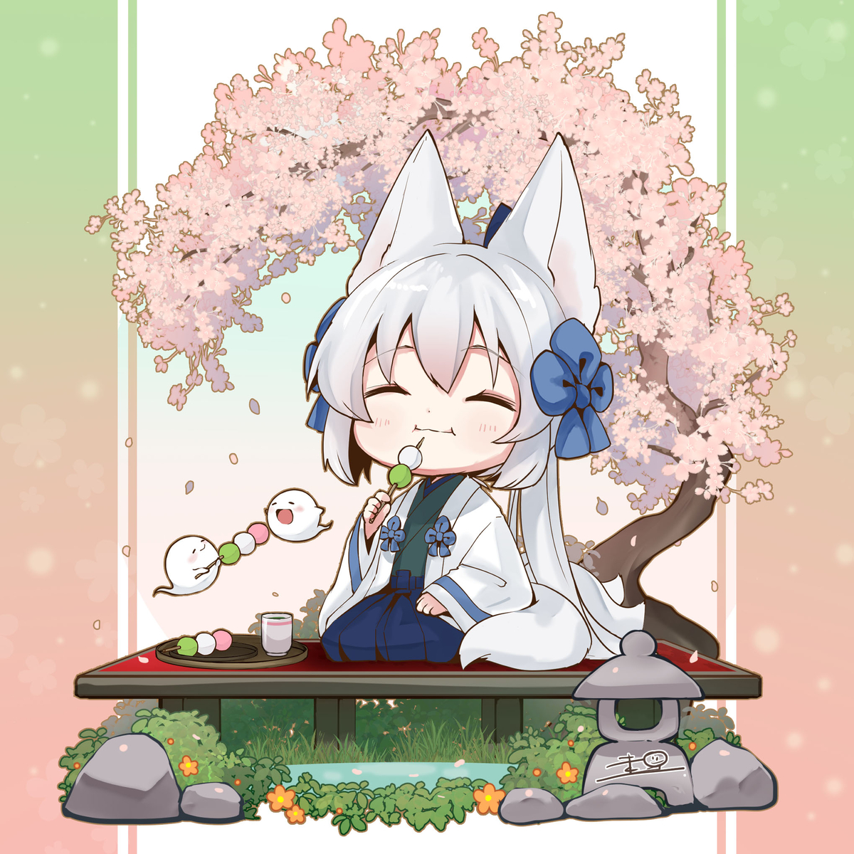 This is a pixiv picture whose title is 春の庭.