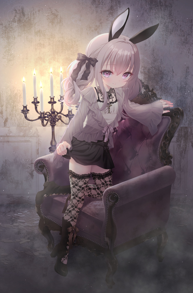 This is a pixiv picture whose title is Dark Coquette🐰🖤.