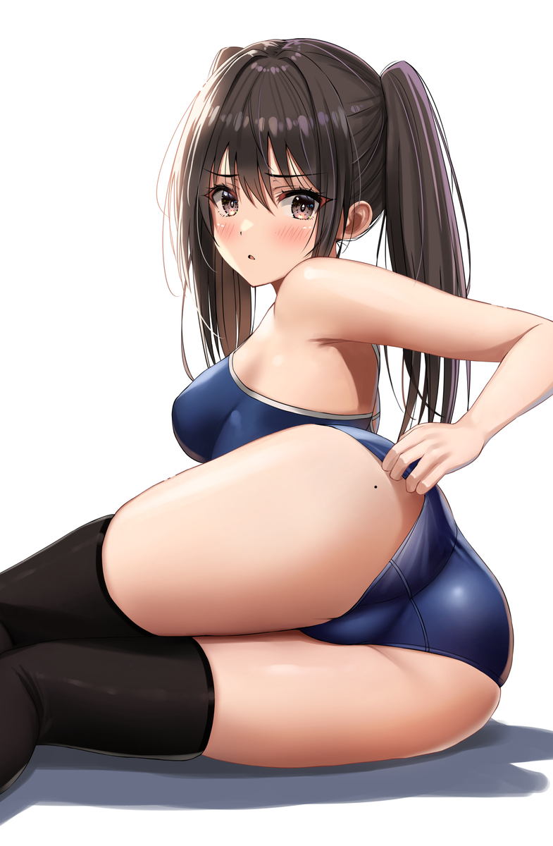 This is a pixiv picture whose title is スク水めくってホクロ見せてくれたやつ.