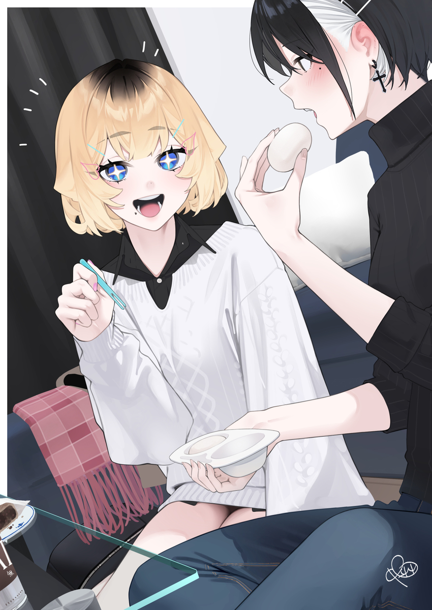 This is a pixiv picture whose title is 「食べていいの！？」.