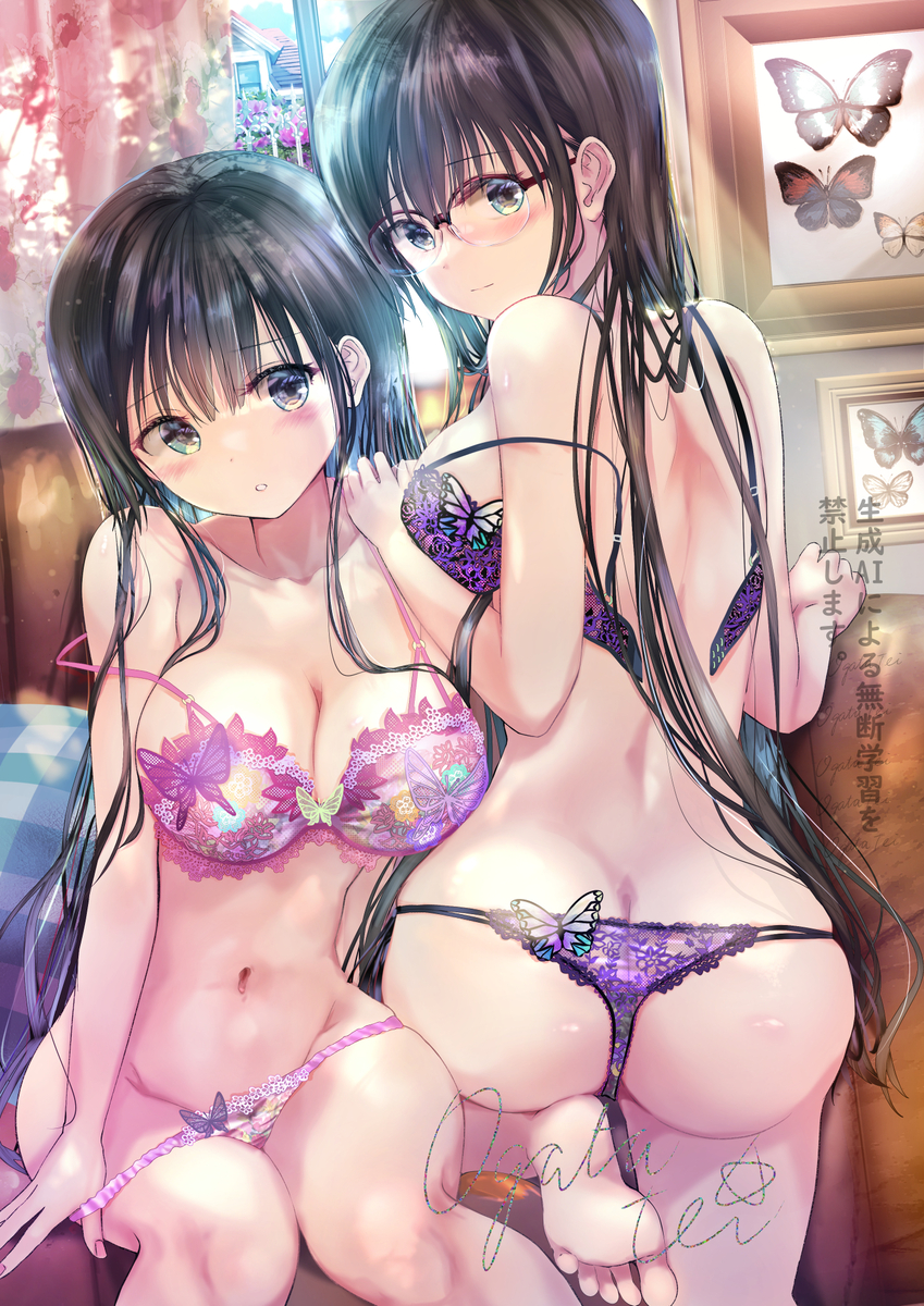 This is a pixiv picture whose title is 双子幼馴染みランジェリー.