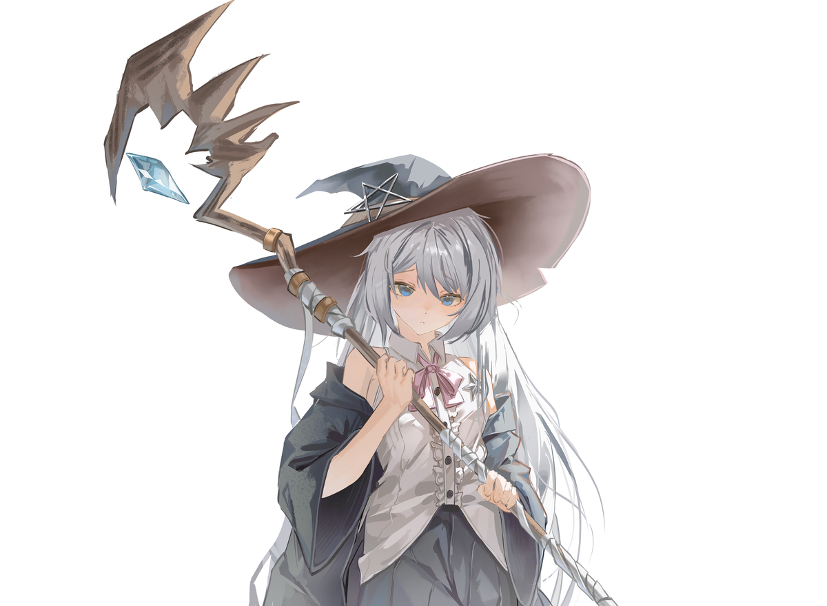 This is a pixiv picture whose title is 神似伊蕾娜的某白毛魔法师.