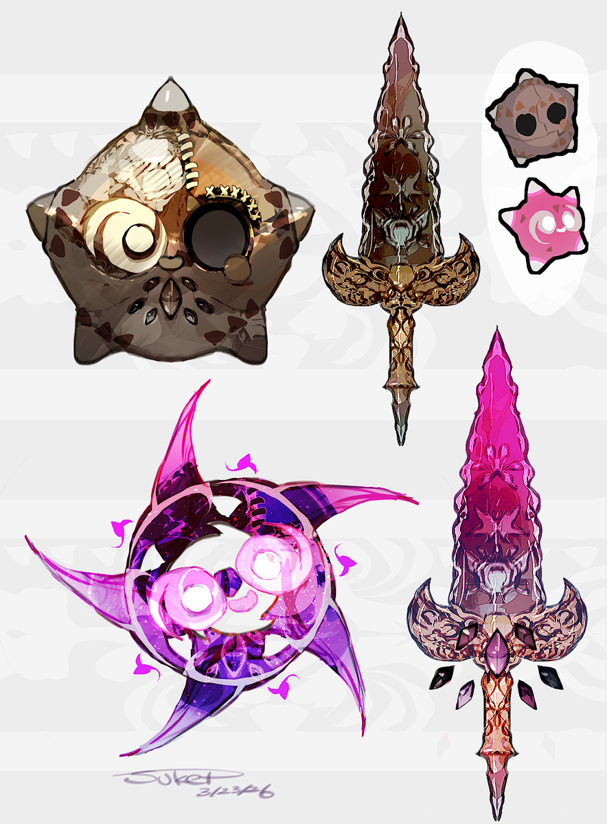 This is a pixiv picture whose title is メテノモチーフの武器（ポケモン）.