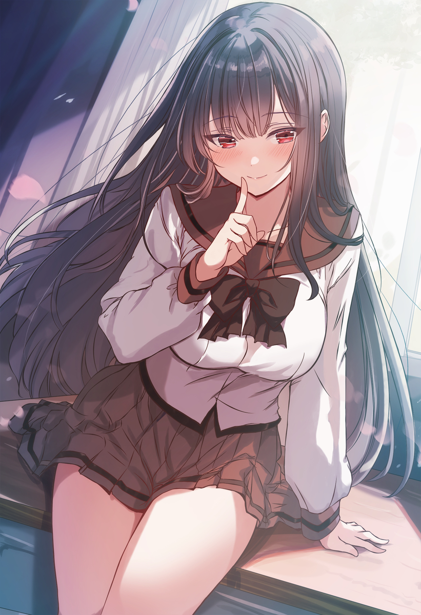 This is a pixiv picture whose title is 窓際の内緒の話.