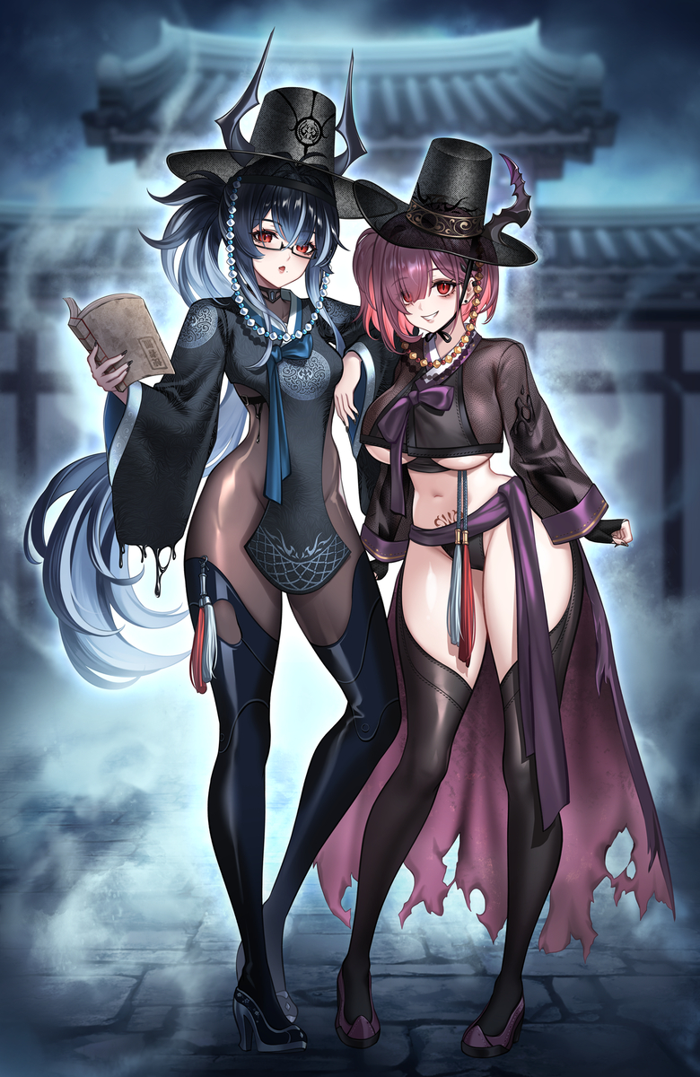 This is a pixiv picture whose title is Nikke - Bahamut & Ziz.