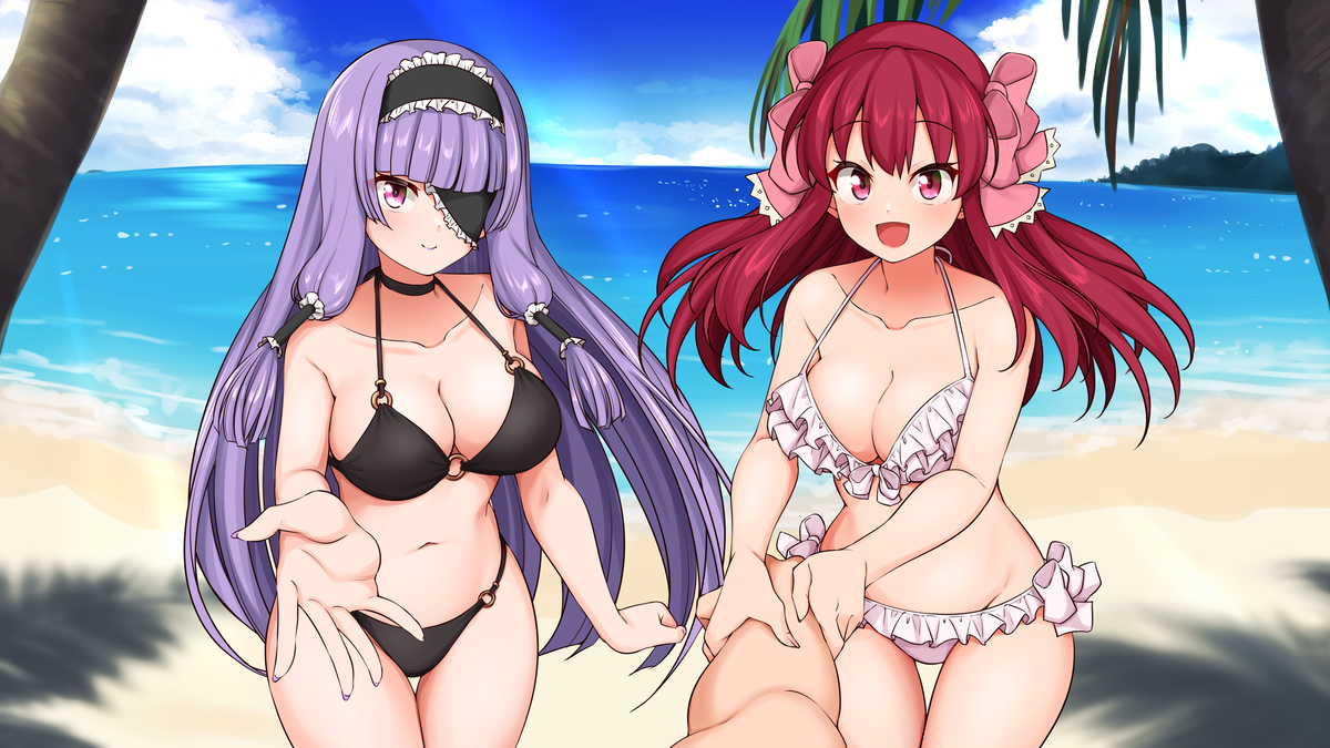 This is a pixiv picture whose title is 【Skeb】亜麻音＆魔璃.