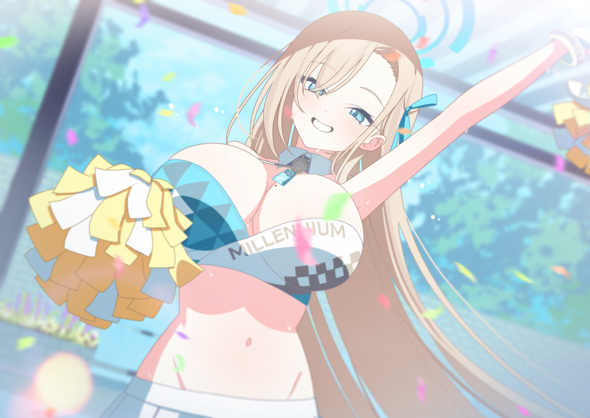 This is a pixiv picture whose title is アスナ（応援団）🩵.