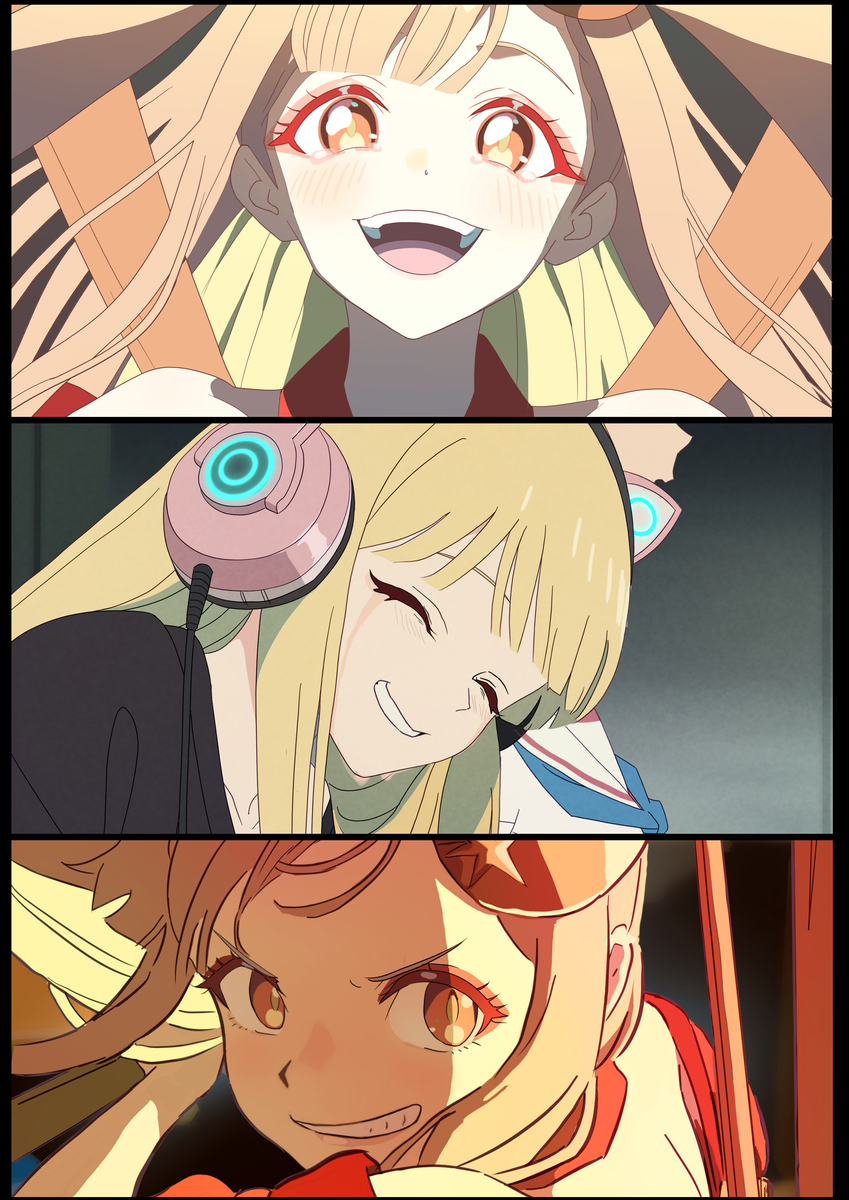 This is a pixiv picture whose title is 「彩葉、大好き。」の時のかぐや、他好きなシーン模写集。.