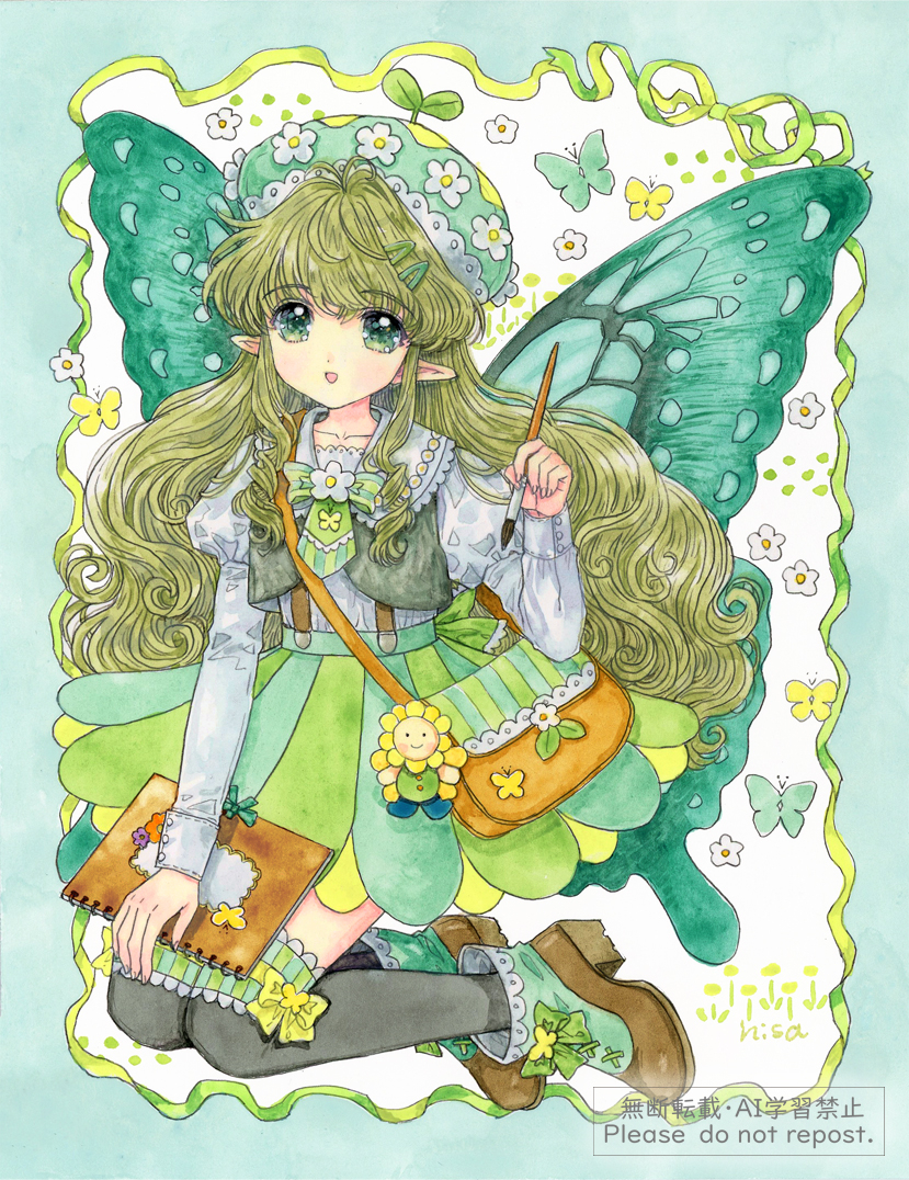 This is a pixiv picture whose title is 緑色の妖精.